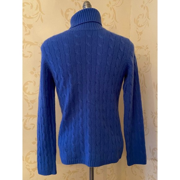 Lord & Taylor 100% Cashmere Blue Cable Sweater Ladies Small - Picture 2 of 4